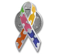Sterling and Enamel Ribbon Lapel Pin