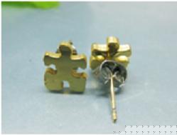Puzzle Piece Post Earrings - Gold Plated
