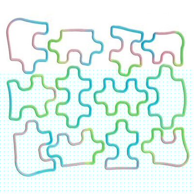 Pastel Puzzle Piece Silly Bandz - Pack of 24